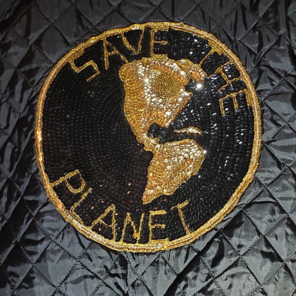 "Save The Planet" sequin quilted jacket - Picture 3 of 4